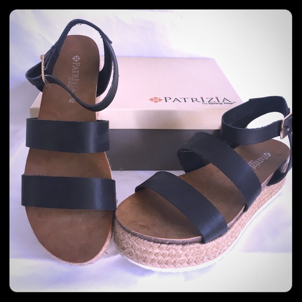 Patrizia Black Strappy Espadrille Platform Sandal